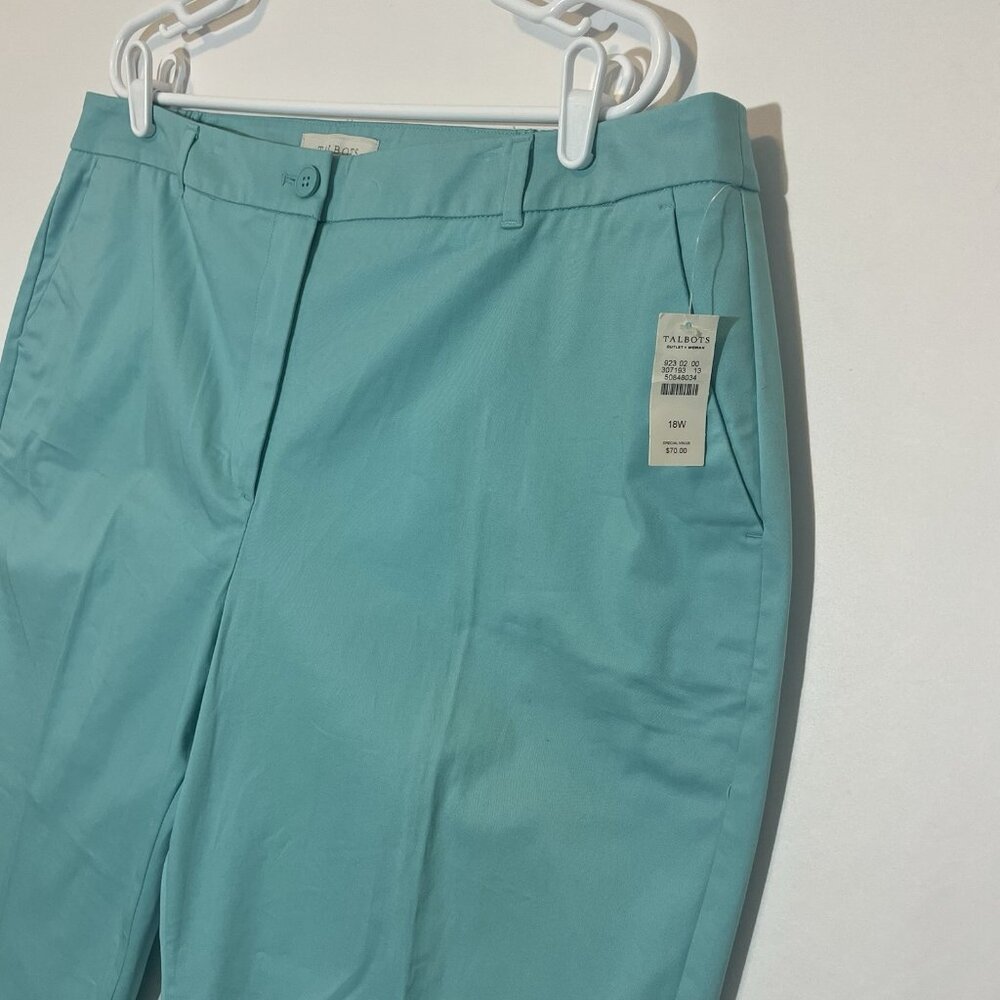 Talbots Women The Perfect Crop Cotton Pant Plus Size 18W High Rise Green Stretch - Picture 10 of 12